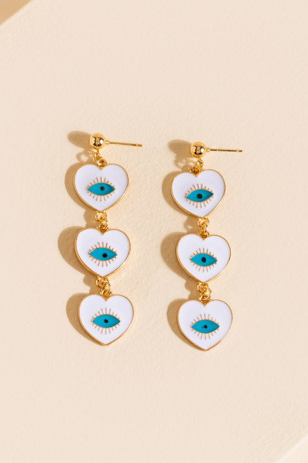 Estelle Evil Eye Heart Drop Earrings