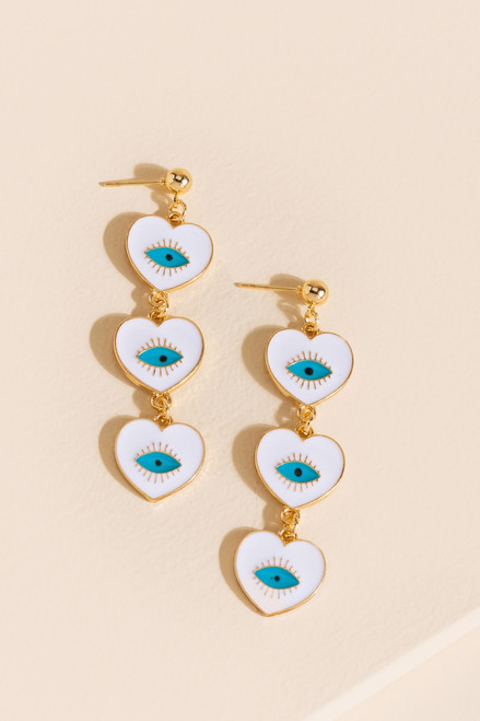 Estelle Evil Eye Heart Drop Earrings