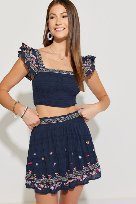 Rosette Embroidered CropTop