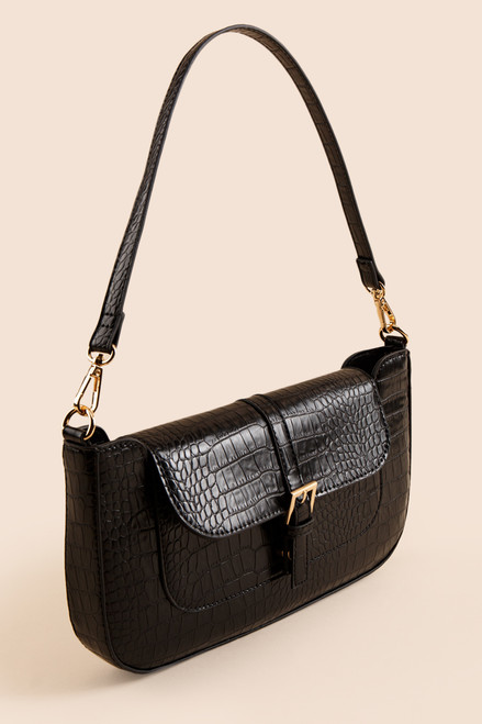 Jenny Patent Croc Baguette Hobo Handbag