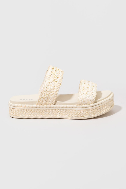 MIA Double Band Raffia Slide Flatform Sandal