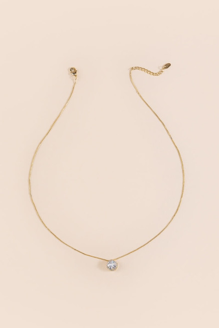 Avery Halo CZ Pendant 14K Gold Dipped Necklace