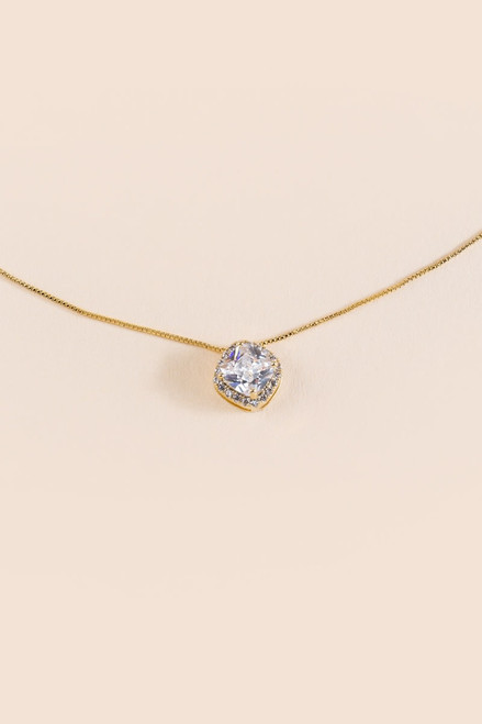 Avery Halo CZ Pendant 14K Gold Dipped Necklace