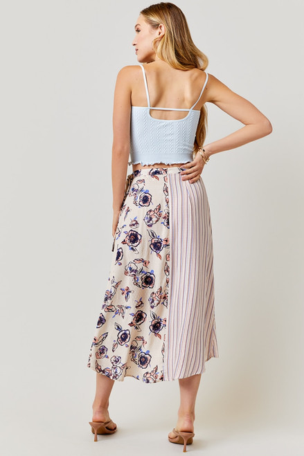 Angeline Floral Stripe Wrap Midi Skirt