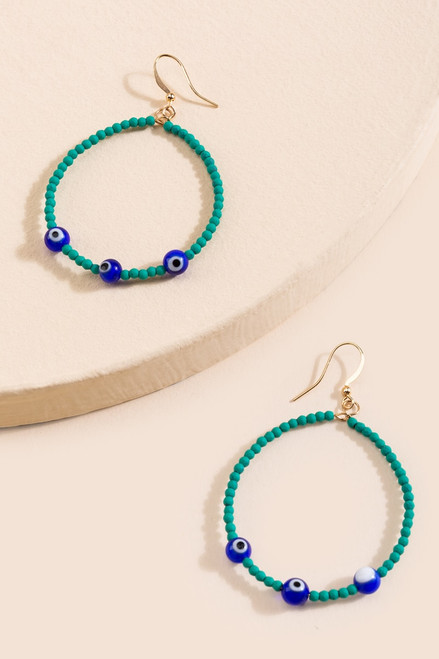 Cindi Beaded Evil Eye Hoop Earrings