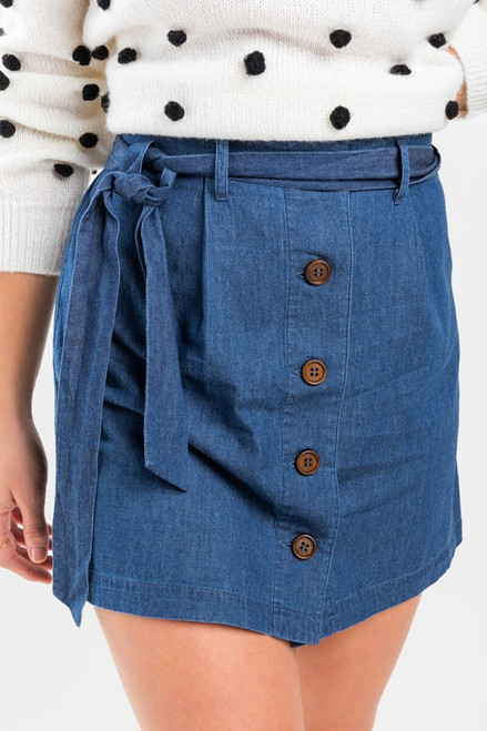 Lorie Button Front Mini Skirt