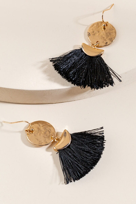 Indra Circle Fan Tassel Earrings