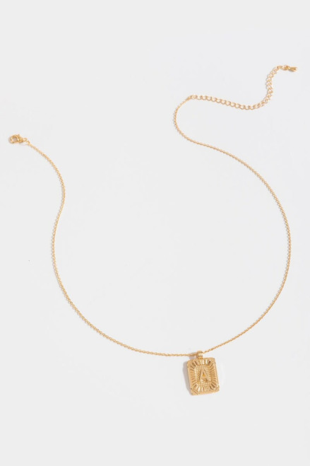 Initial ID Tag Pendant Necklace