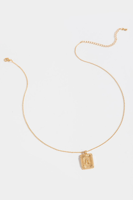 Initial ID Tag Pendant Necklace