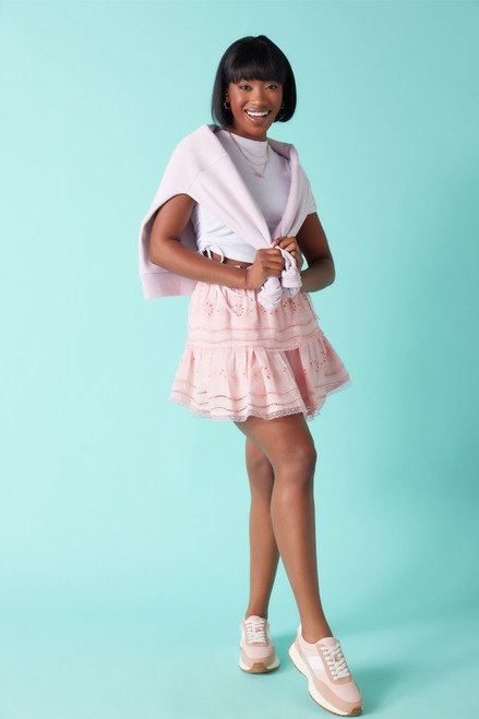 Brielle Eyelet Tiered Mini Skirt