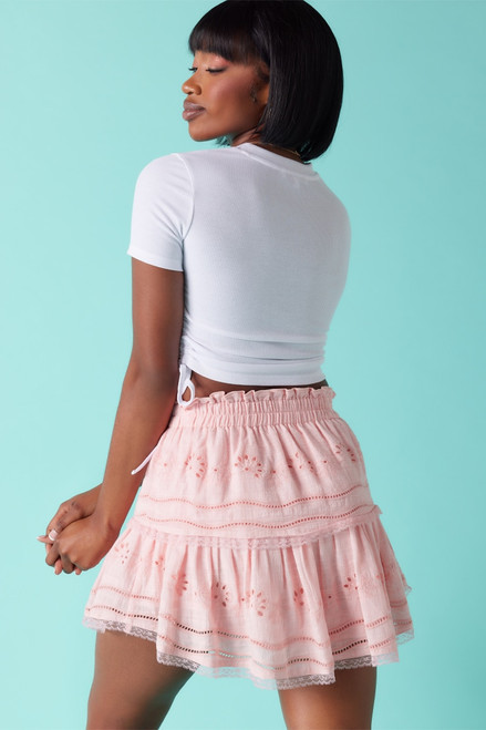 Brielle Eyelet Tiered Mini Skirt