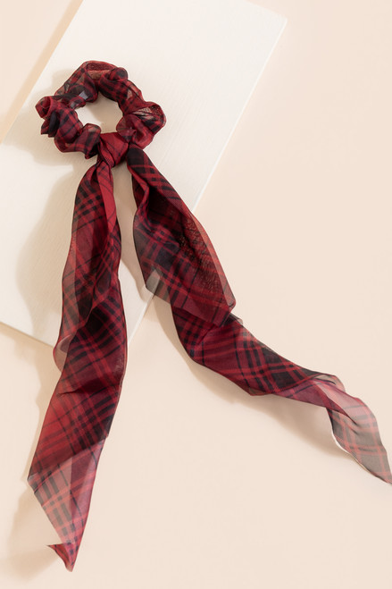 Maya Plaid Ponytail Scarf