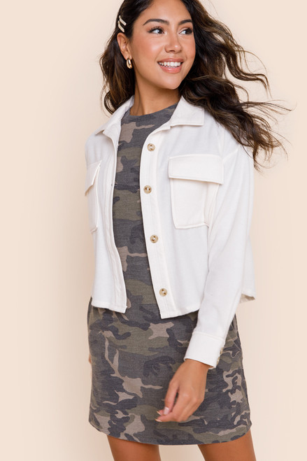 Joanna Button Front Cropped Shacket