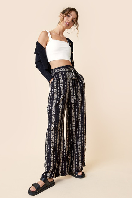 Halle Printed Front Tie Pants