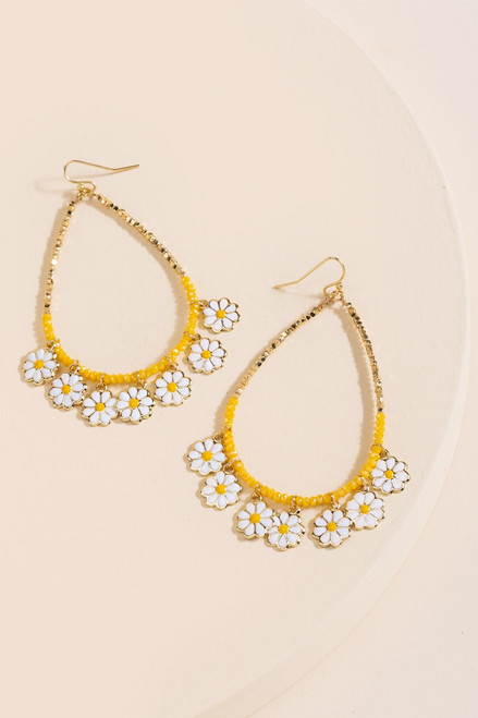 Daisy Beaded Teardrop Earrings