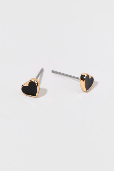 Hello Franki Black Heart Stud Earrings for girls
