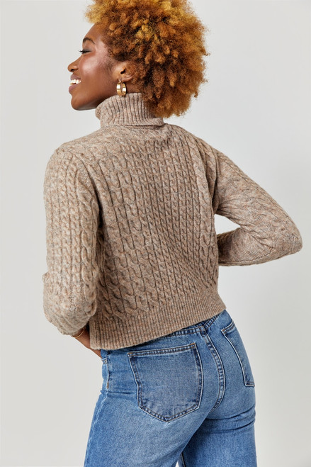 Kim Cable Knit Turtleneck Pullover Sweater