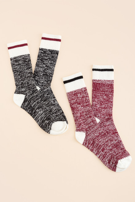 Emma Two Tone Crew Sock Set