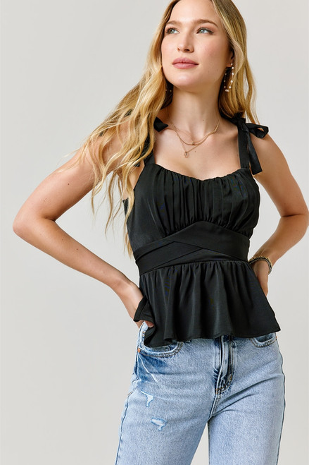 Zoey Tie Strap Woven Tank