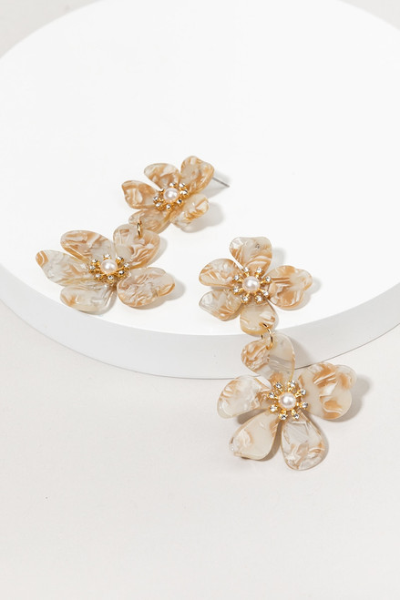 Addie Marble Flower Chandelier Earrings