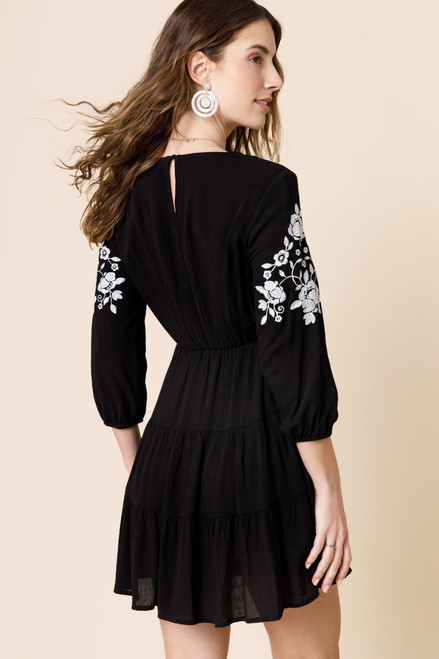 Arielle Embroidered A-Line Mini Dress