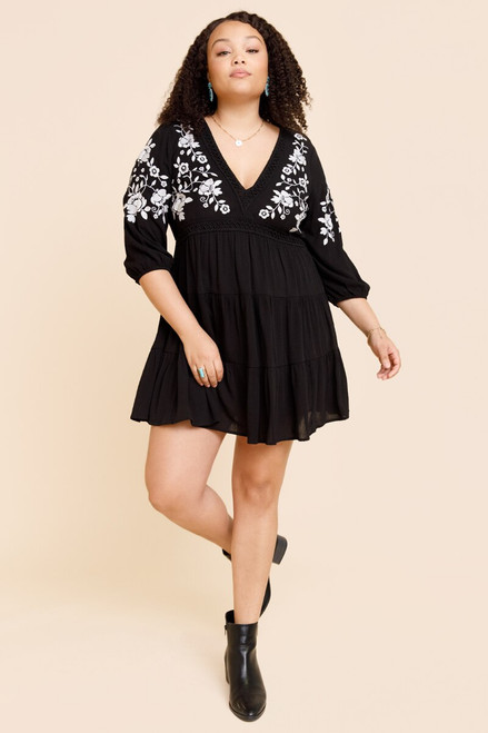 Arielle Embroidered A-Line Mini Dress