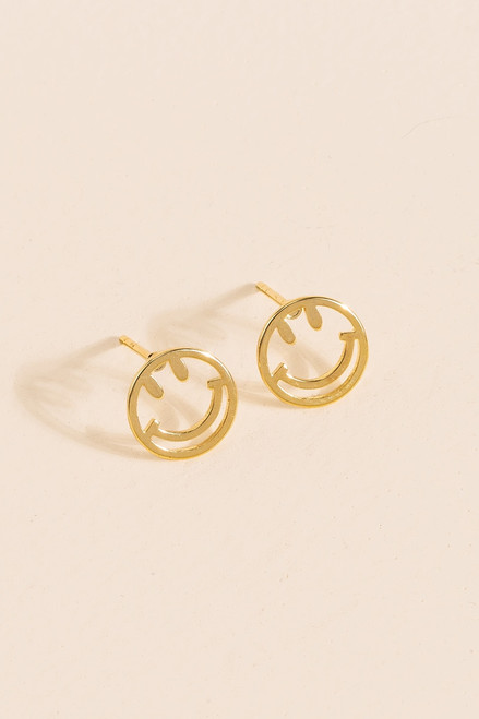 Candace Outline Smiley Face Stud Earrings