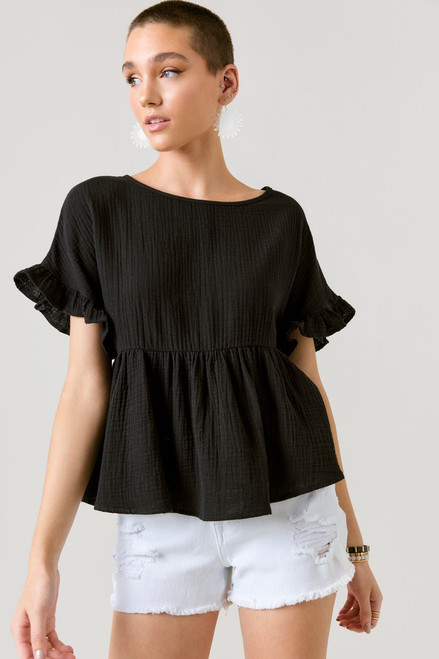 Madeline Flutter Sleeve Babydoll Top