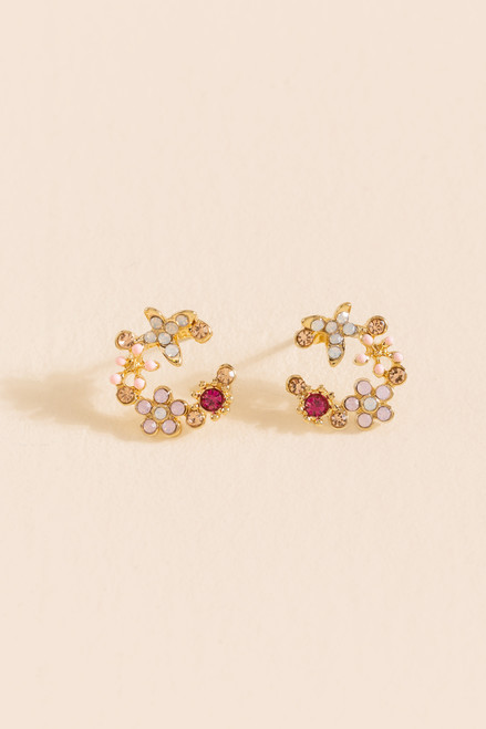 Margret Crystal Flower Stud Earrings