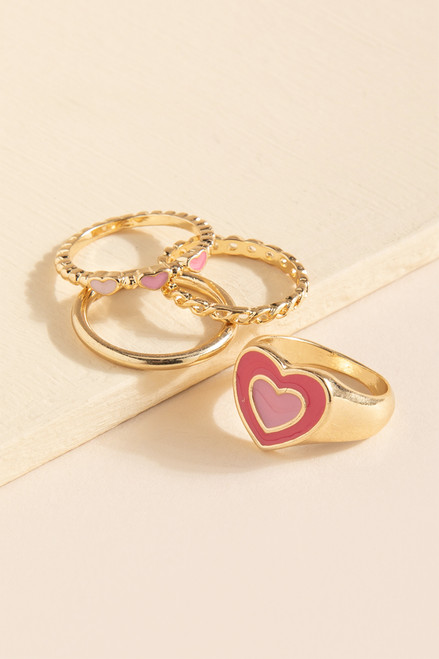 Amaya Epoxy Heart Ring Set