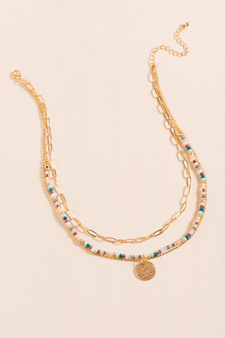 Makenna Beaded Coin Drop Layered Necklace