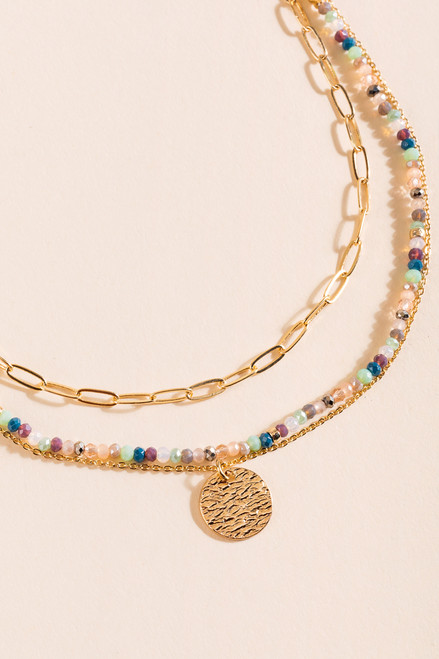 Makenna Beaded Coin Drop Layered Necklace