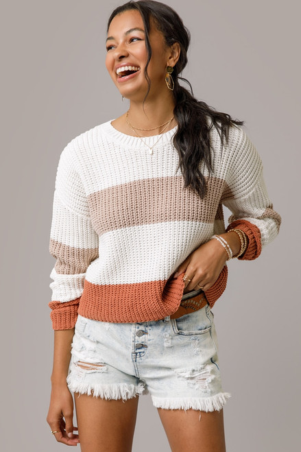 Emma Chenille Color Block Sweater