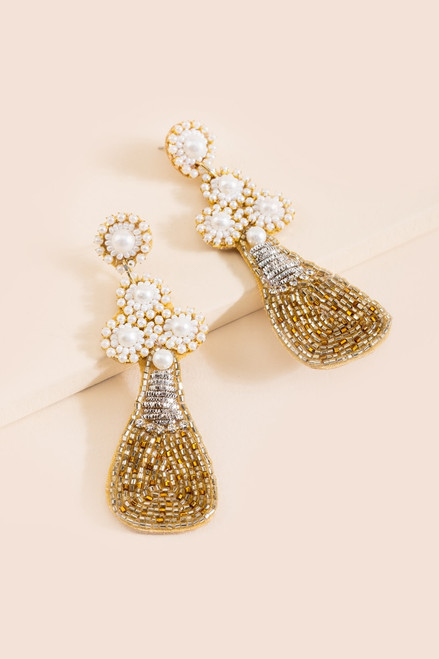 Cassie Beaded Champagne Earrings