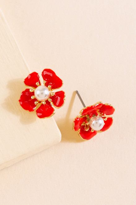 Mei Pearl Flower Stud Earrings