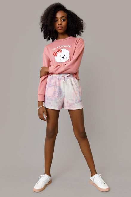 franki Favorite Fluffball Puppy Sweatshirt for Girls Coral