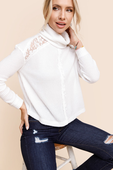 Layla Lace Turtleneck Knit Top