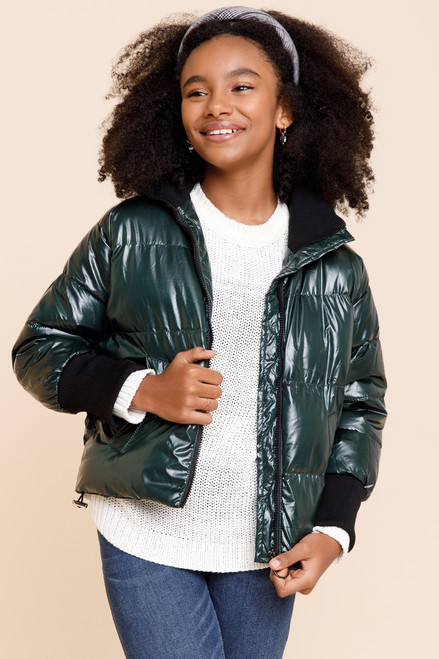 franki Cropped Puffer Jacket for Girls - Green and more