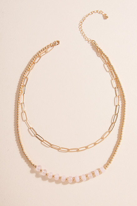 Louie Layered Chain Link Beaded Necklace