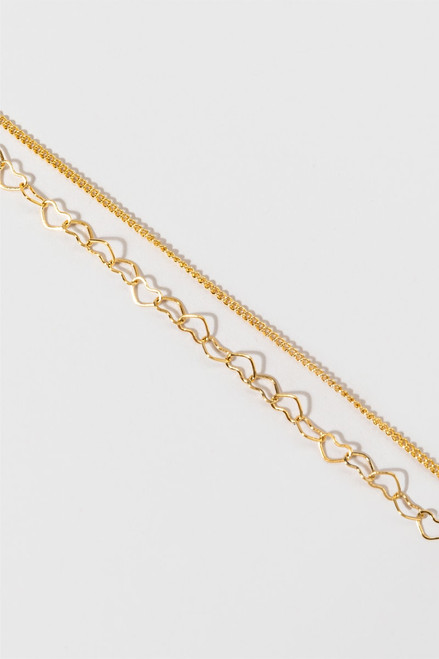 Katie Heart Chain Layered 14K Gold Dipped Bracelet