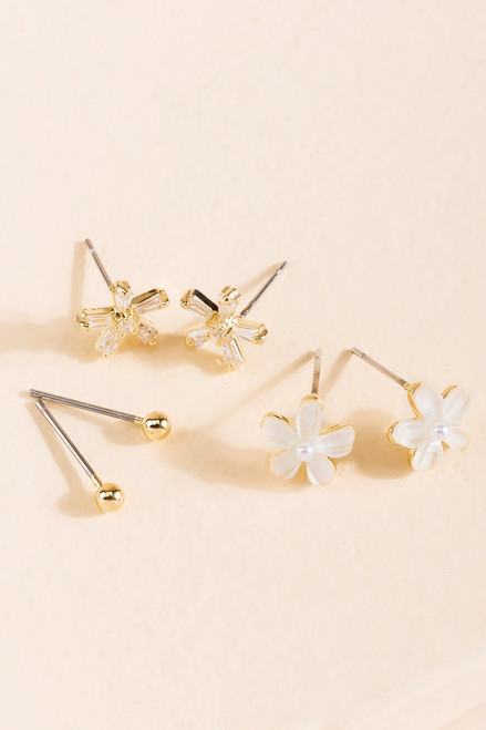 Lizzie Cateye Flower Earring Set