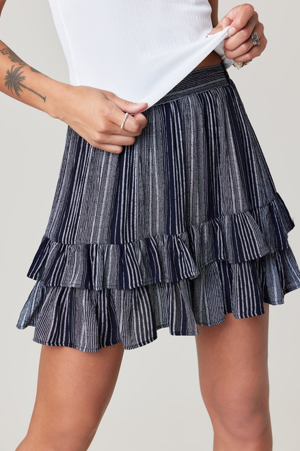 Rue Ruffle Striped Mini Skirt