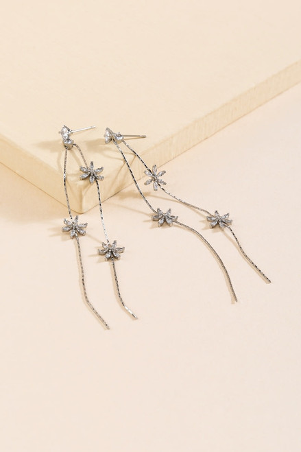 Bevin Crystal Flower Linear Drop Earrings