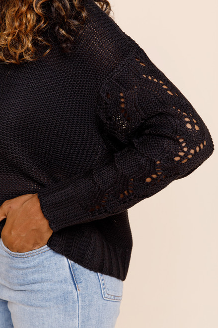 Natalie Pointelle Sleeve Pullover Sweater