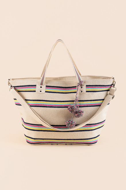 Joan Large Multi Stripe Over Night Tote