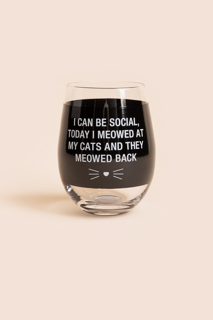 I Can Be Social Today Stemless Wine Glass