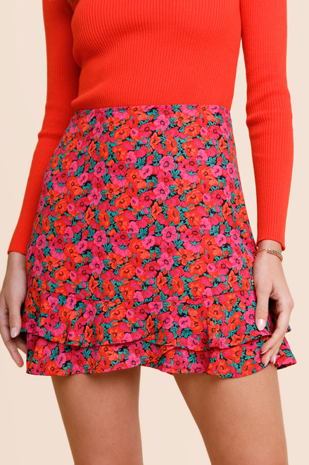 Laura Floral Tiered Mini Skirt