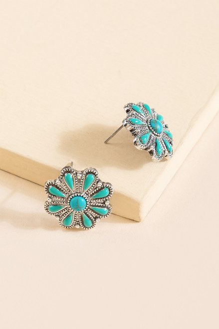 Avery Turquoise Flower Stud Earrings