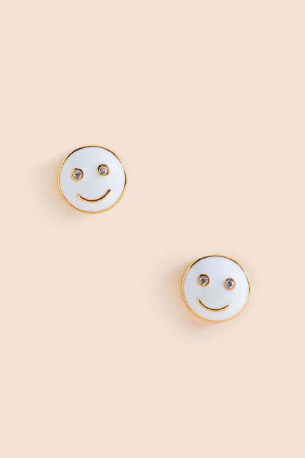 Luna Smiley Face Stud Earrings