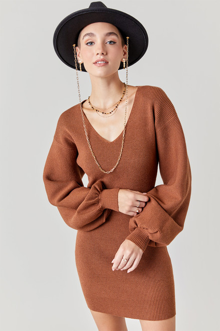 Roe Balloon Sleeve Sweater Mini Dress